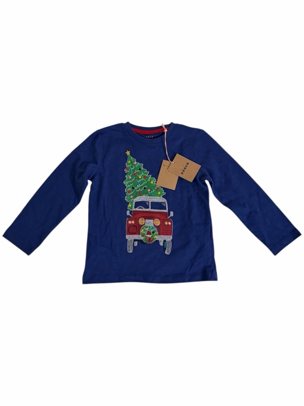 New with Tags Boden Navy Kids Holiday Truck Tee with Christmas Tree - Picture 3 of 3